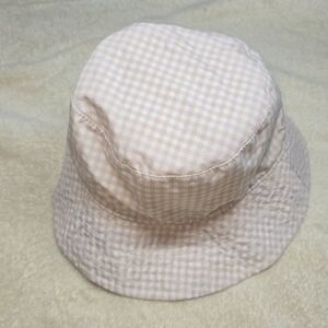 Women's Pink/White Checkered Gingham Bucket Hat with Adjustable Straps One Size